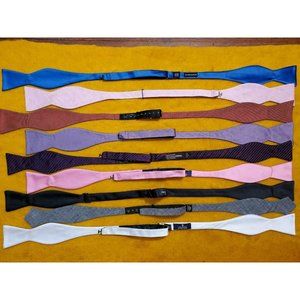 9 pc ~ PURIST BOW TIES BOWTIES SILK ~ALL SOLID WHITE BLUE PURPLE BLACK GRAY PINK
